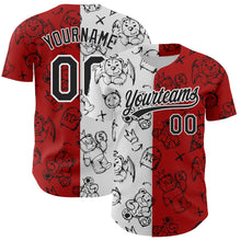 Laden Sie das Bild in den Galerie-Viewer, Custom Red Black-White 3D Pattern Halloween Authentic Baseball Jersey