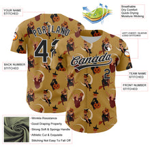 Загрузить изображение в средство просмотра галереи, Custom Old Gold Black-White 3D Pattern Halloween Authentic Baseball Jersey