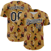 Загрузить изображение в средство просмотра галереи, Custom Old Gold Black-White 3D Pattern Halloween Authentic Baseball Jersey