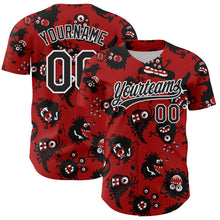 Laden Sie das Bild in den Galerie-Viewer, Custom Red Black-White 3D Pattern Halloween Authentic Baseball Jersey