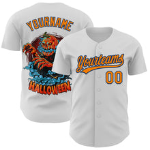 Charger l'image dans la galerie, Custom White Bay Orange-US Navy Blue 3D Pattern Halloween Authentic Baseball Jersey