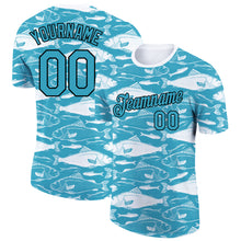 Загрузить изображение в средство просмотра галереи, Custom Panther Blue Black-White 3D Pattern Design Fish Performance T-Shirt