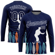 Загрузить изображение в средство просмотра галереи, Custom Navy White 3D Pattern Design Fishing Performance T-Shirt