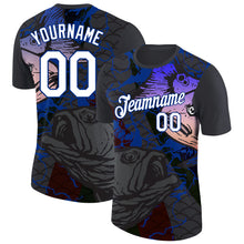 Загрузить изображение в средство просмотра галереи, Custom Black White-Royal 3D Pattern Design Fish Performance T-Shirt