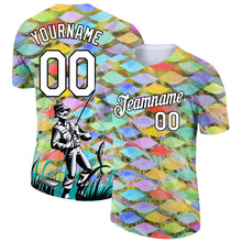 Load image into Gallery viewer, Custom Neon Green White-Black 3D Pattern Design Fishing Performance T-Shirt
