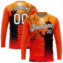 Load image into Gallery viewer, Custom Orange White-Black 3D Pattern Design Fishing Performance T-Shirt
