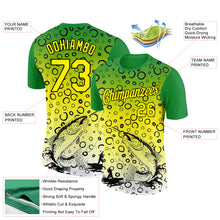 Load image into Gallery viewer, Custom Grass Green Light Yellow-Black 3D Pattern Design Trout Fish Fishing Performance T-Shirt
