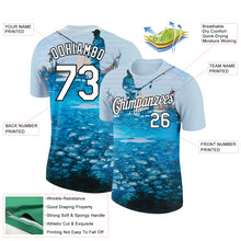 Загрузить изображение в средство просмотра галереи, Custom Light Blue White-Black 3D Pattern Design Fishing Performance T-Shirt