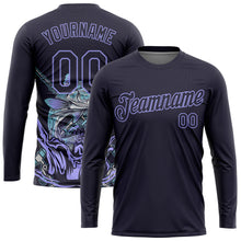 Load image into Gallery viewer, Custom Navy Light Purple 3D Pattern Design Fishing Performance T-Shirt