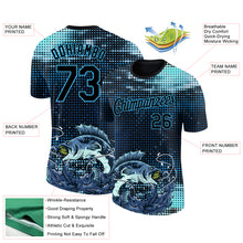 Загрузить изображение в средство просмотра галереи, Custom Sky Blue Black 3D Pattern Design Fishing Performance T-Shirt