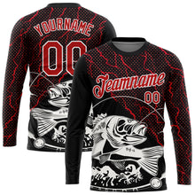 Загрузить изображение в средство просмотра галереи, Custom Black Red-White 3D Pattern Design Fishing Performance T-Shirt