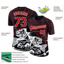 Загрузить изображение в средство просмотра галереи, Custom Black Red-White 3D Pattern Design Fishing Performance T-Shirt