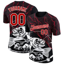 Загрузить изображение в средство просмотра галереи, Custom Black Red-White 3D Pattern Design Fishing Performance T-Shirt