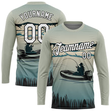 Load image into Gallery viewer, Custom Shadow Blue White-Black 3D Pattern Design Fishing Performance T-Shirt