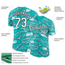Charger l'image dans la galerie, Custom Aqua White-Black 3D Pattern Design Sea Wave Fishing Performance T-Shirt