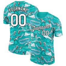 Charger l'image dans la galerie, Custom Aqua White-Black 3D Pattern Design Sea Wave Fishing Performance T-Shirt