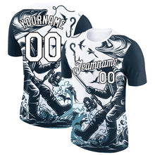 Load image into Gallery viewer, Custom White Black 3D Pattern Design Fishing Fish Hook Performance T-Shirt