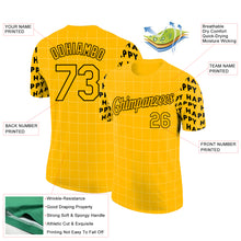 Load image into Gallery viewer, Custom Gold Black 3D Pattern Design Happy Smile Performance T-Shirt