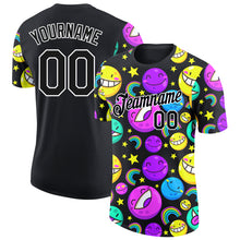 Load image into Gallery viewer, Custom Black White 3D Pattern Design Smile Emoji Performance T-Shirt
