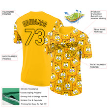 Load image into Gallery viewer, Custom Gold Black-White 3D Pattern Design Smile Emoji Performance T-Shirt
