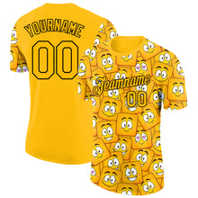 Load image into Gallery viewer, Custom Gold Black-White 3D Pattern Design Smile Emoji Performance T-Shirt