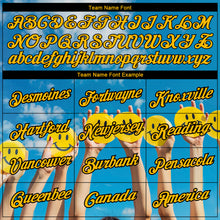 Load image into Gallery viewer, Custom Sky Blue Gold-Black 3D Pattern Design Smile Emoji Performance T-Shirt