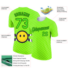 Загрузить изображение в средство просмотра галереи, Custom Pea Green Neon Yellow-Black 3D Pattern Design Smile Emoji Performance T-Shirt