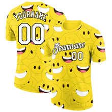 Load image into Gallery viewer, Custom Gold White-Black 3D Pattern Design Smile Emoji Performance T-Shirt
