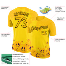 Load image into Gallery viewer, Custom Gold Black 3D Pattern Design Smile Emoji Performance T-Shirt