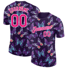 Load image into Gallery viewer, Custom Dark Purple Hot Pink-White 3D Pattern Design Butterfly Performance T-Shirt
