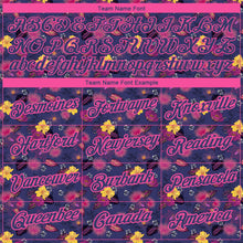 Laden Sie das Bild in den Galerie-Viewer, Custom Navy Pink 3D Pattern Design Flower Performance T-Shirt