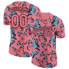 Load image into Gallery viewer, Custom Medium Pink Black 3D Pattern Design Butterfly Performance T-Shirt