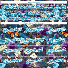 Загрузить изображение в средство просмотра галереи, Custom Panther Blue Purple-White 3D Pattern Design Flower With Butterfly Performance T-Shirt