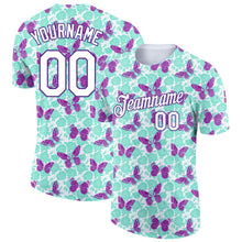 Загрузить изображение в средство просмотра галереи, Custom Aqua White-Purple 3D Pattern Design Butterfly Performance T-Shirt