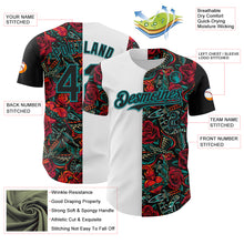 Charger l'image dans la galerie, Custom White Black-Teal 3D Pattern Design Vintage Tattoos Authentic Baseball Jersey