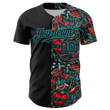 Загрузить изображение в средство просмотра галереи, Custom Black Teal 3D Pattern Design Vintage Tattoos Authentic Baseball Jersey
