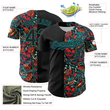 Загрузить изображение в средство просмотра галереи, Custom Black Teal 3D Pattern Design Vintage Tattoos Authentic Baseball Jersey