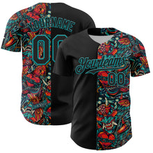 Загрузить изображение в средство просмотра галереи, Custom Black Teal 3D Pattern Design Vintage Tattoos Authentic Baseball Jersey