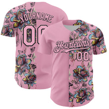 Load image into Gallery viewer, Custom Light Pink Black 3D Pattern Design Vintage Tattoos Authentic Baseball Jersey