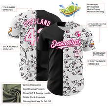Load image into Gallery viewer, Custom Black White-Hot Pink 3D Pattern Design Vintage Tattoos Authentic Baseball Jersey