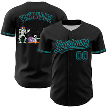 Загрузить изображение в средство просмотра галереи, Custom Black Teal 3D Halloween Authentic Baseball Jersey
