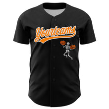 Загрузить изображение в средство просмотра галереи, Custom Black Bay Orange-White 3D Halloween Authentic Baseball Jersey