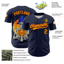 Load image into Gallery viewer, Custom Navy Gold-Red 3D Halloween Authentic Baseball Jersey