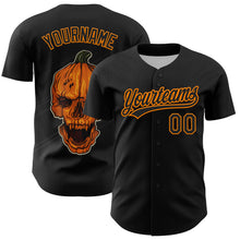 Загрузить изображение в средство просмотра галереи, Custom Black Bay Orange 3D Halloween Authentic Baseball Jersey