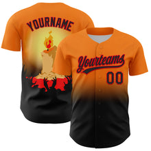 Load image into Gallery viewer, Custom Bay Orange Black-Fire Red 3D Halloween Authentic Baseball Jersey