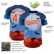 Laden Sie das Bild in den Galerie-Viewer, Custom Blue Orange-White 3D Halloween Authentic Baseball Jersey