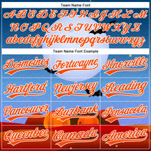 Laden Sie das Bild in den Galerie-Viewer, Custom Blue Orange-White 3D Halloween Authentic Baseball Jersey