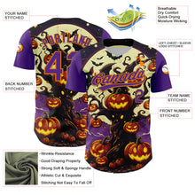 Load image into Gallery viewer, Custom Purple Bay Orange 3D Halloween Authentic Baseball Jersey