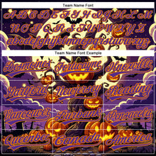 Load image into Gallery viewer, Custom Purple Bay Orange 3D Halloween Authentic Baseball Jersey