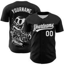 Загрузить изображение в средство просмотра галереи, Custom Black White-Steel Gray 3D Halloween Authentic Baseball Jersey